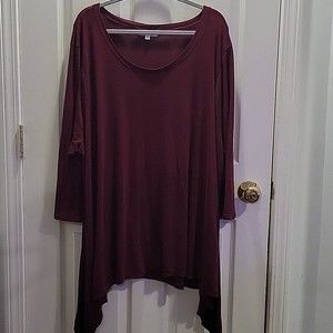 Meri Skye Plus Size Maroon/Wine Tunic Top 5X